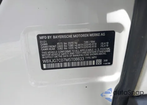 2021 BMW X1 Sdrive28I из США, поврежденный, VIN WBXJG7C07M5T08833